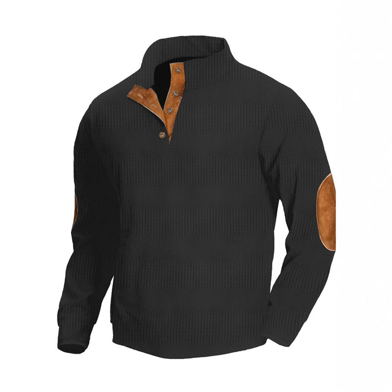 Herren Pullover Modern Leder Details Strukturiert