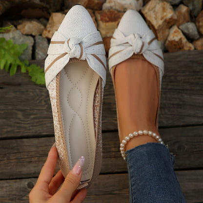 Damen Ballerinas Schleifen-Design atmungsaktiv Elegant