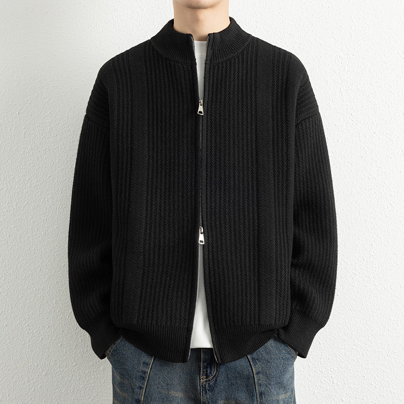Herren Strickjacke Modern Zipper Oberflächenstruktur