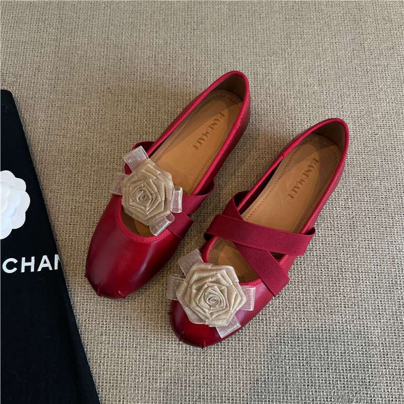 Damen Ballerinas Blumen Applikation Komfortschuhe