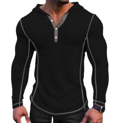 Herren Kapuzenshirt Modern mit Knöpfen und Struktur