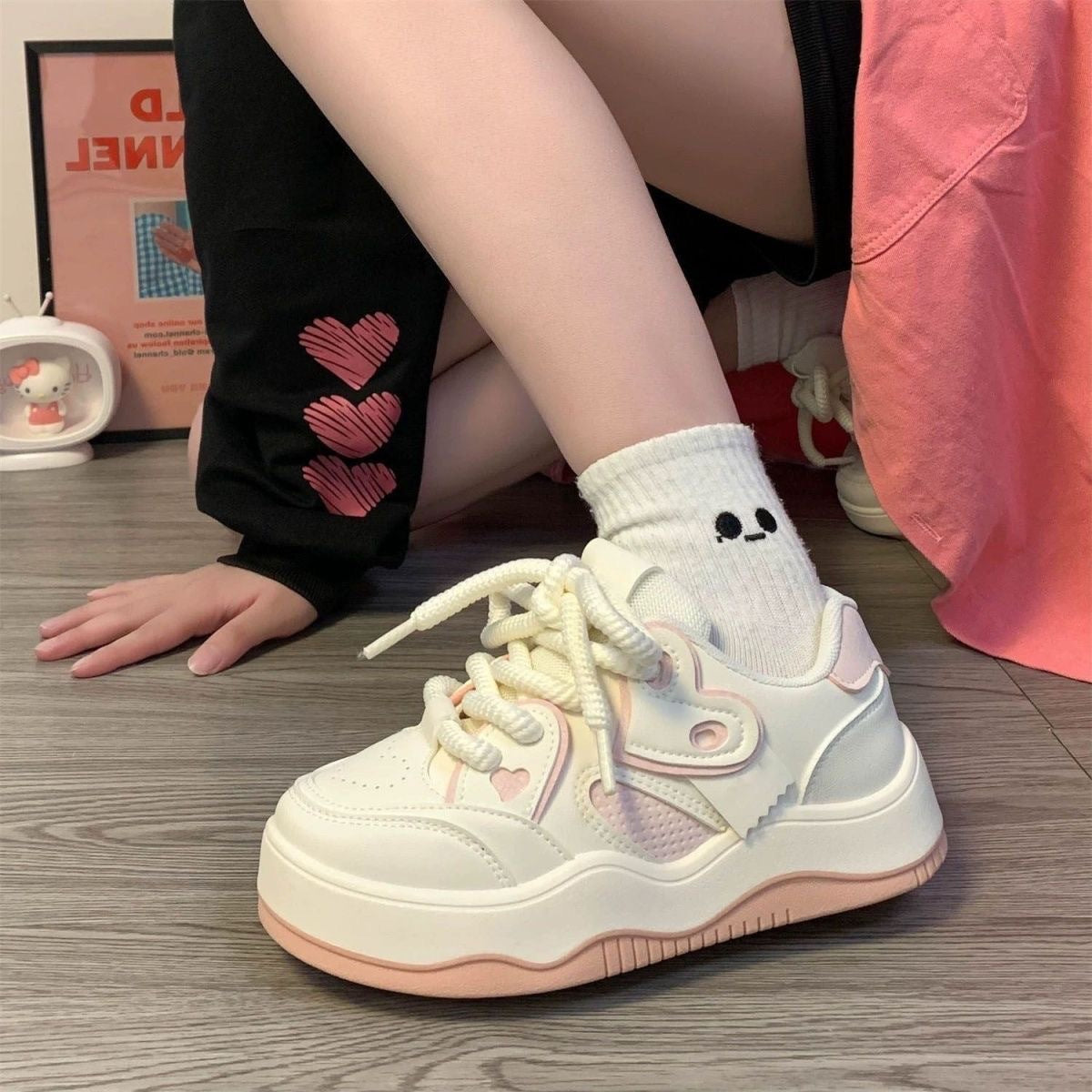 Damen Sneaker Plüsch Schuhe Dicksohlige Modisch