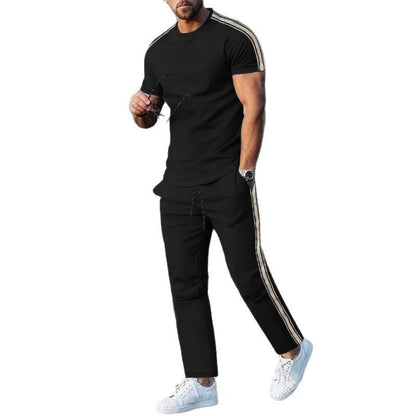 Herren Sportset Freizeit Outfit Mit Streifen Modern