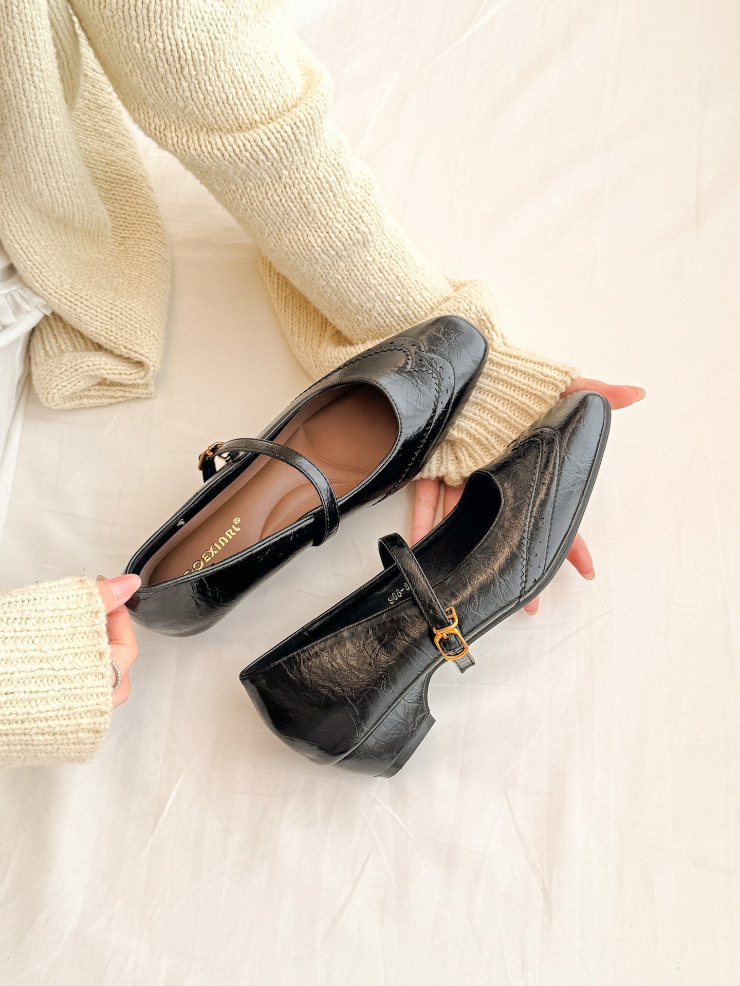 Damen Ballerinas Elegantes Riemchen Schuhe Frauen