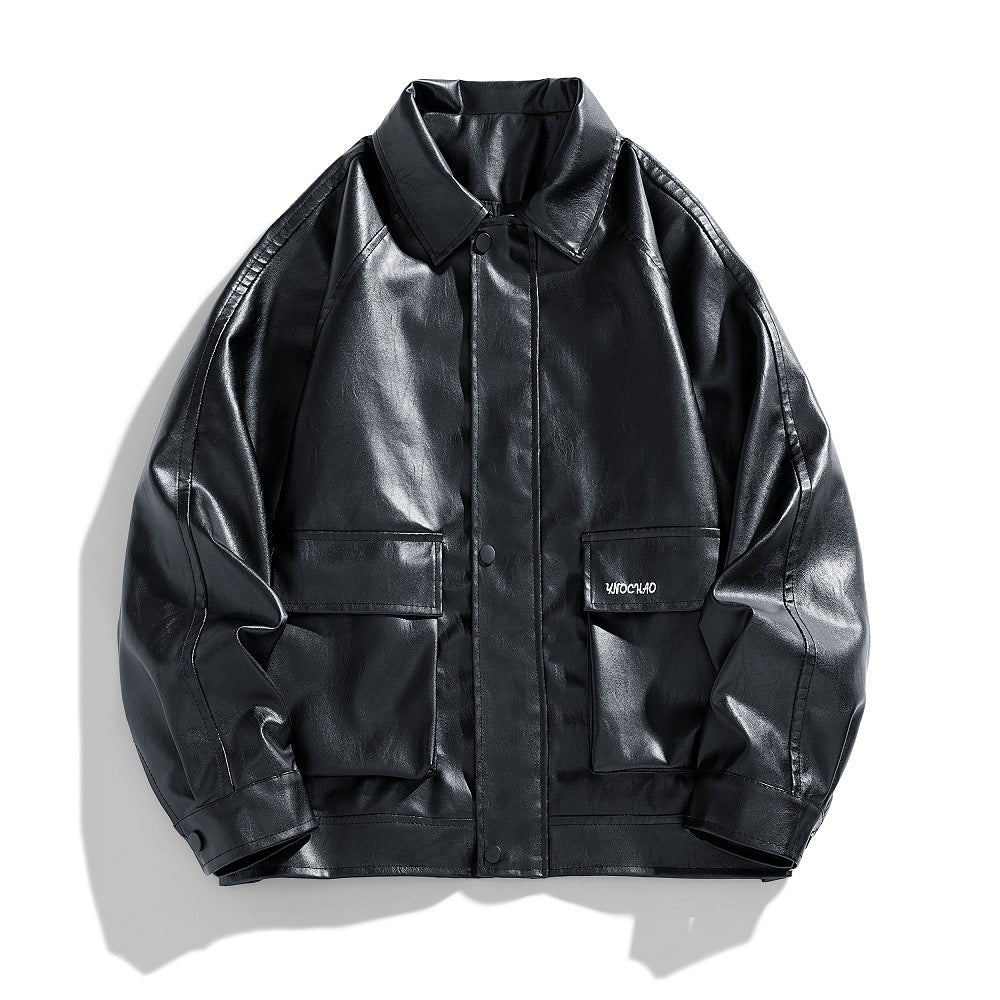Herren Lederjacke Modern Schnitt mit Patenttaschen