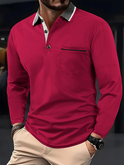 Herren Polohemd Modern Kragen Kontrastfarben Slimfit