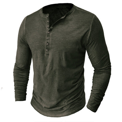 Herren Langarmshirt Modern Knopfleiste Eleganz