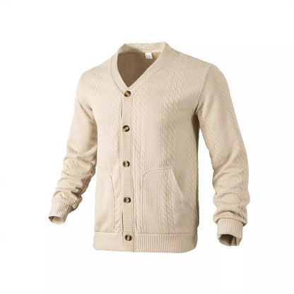 Herren Strickjacke Strukturiert Goldknöpfe Modern