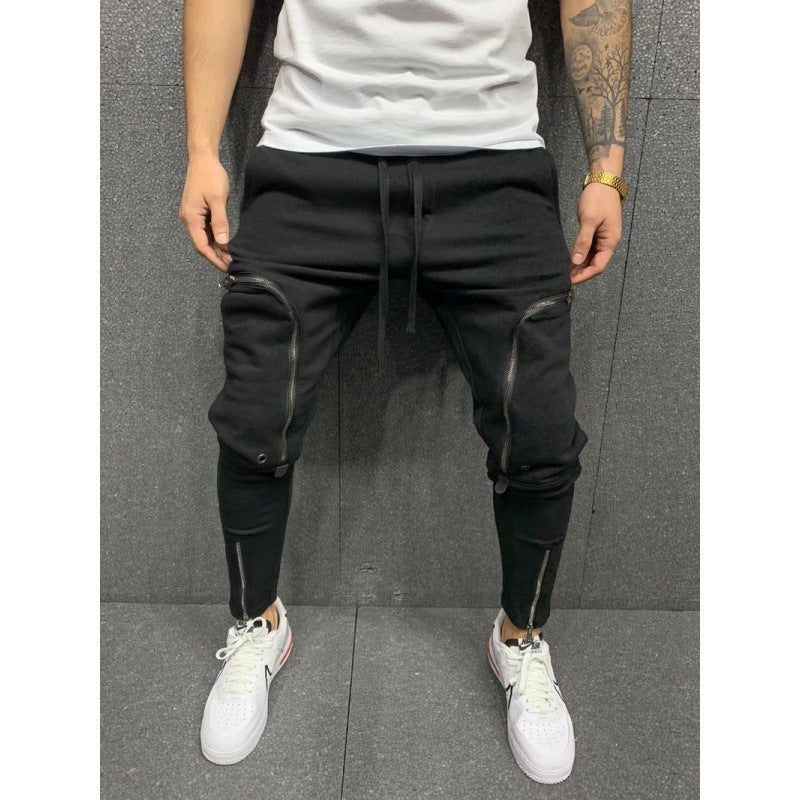 Herren Jogginghose Sportlich Slim Fit Mit Reißverschluss