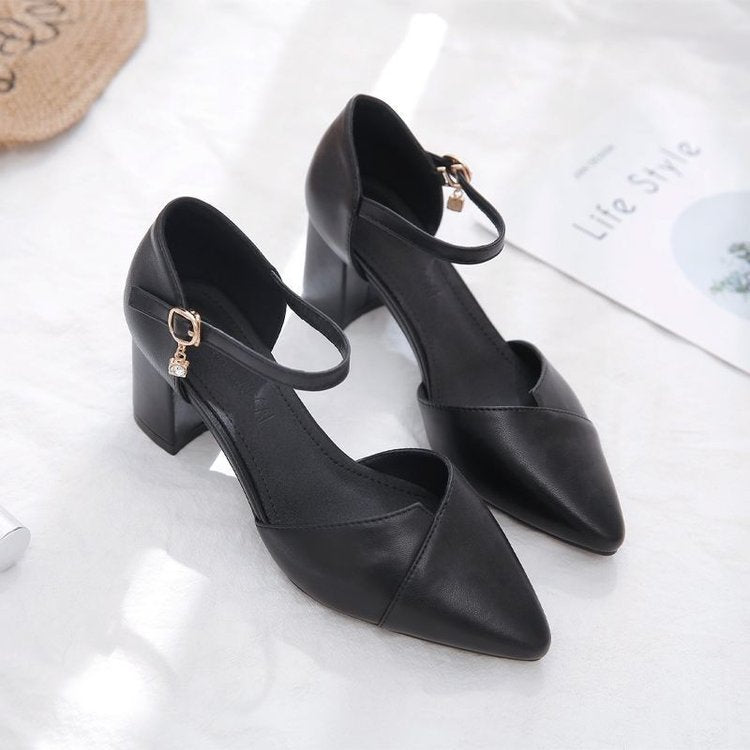 Damen Halbschuhe Elegante Schnalle Blockabsatz Stilettos