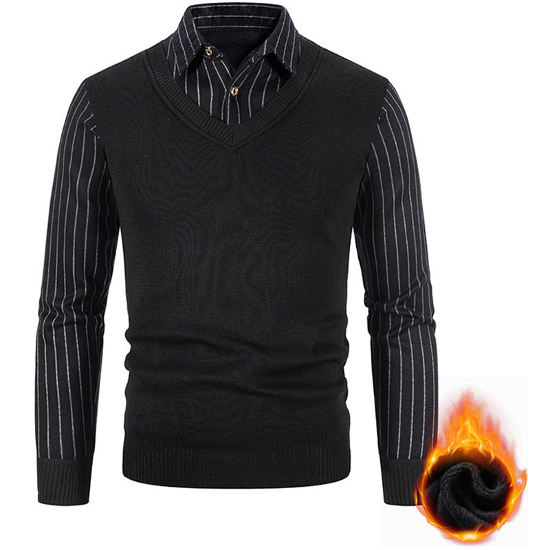 Herren Pullover V-Ausschnitt Modisch Streifen