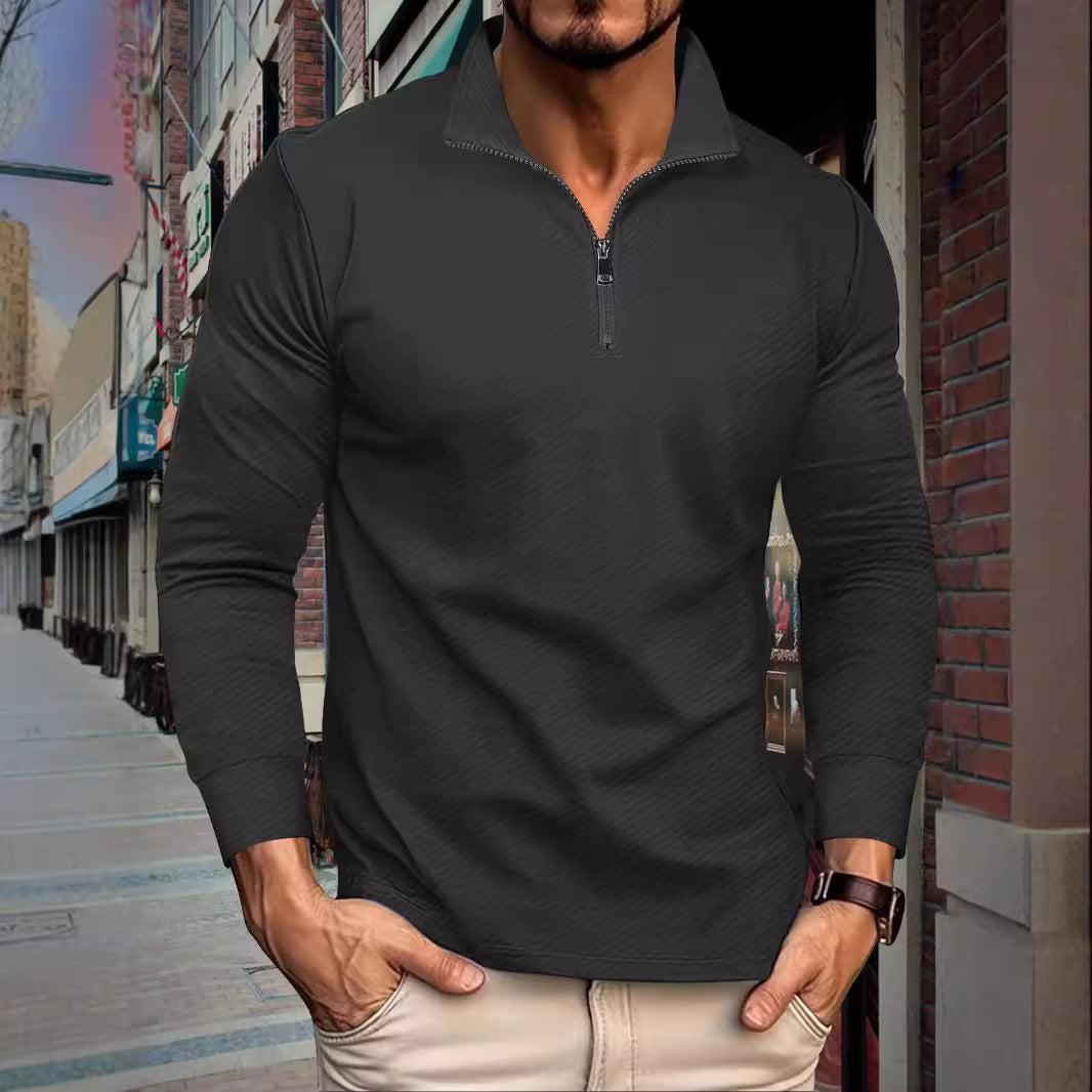 Herren Langarmpullover Funktionell mit Halbzipper und Strukturdesign