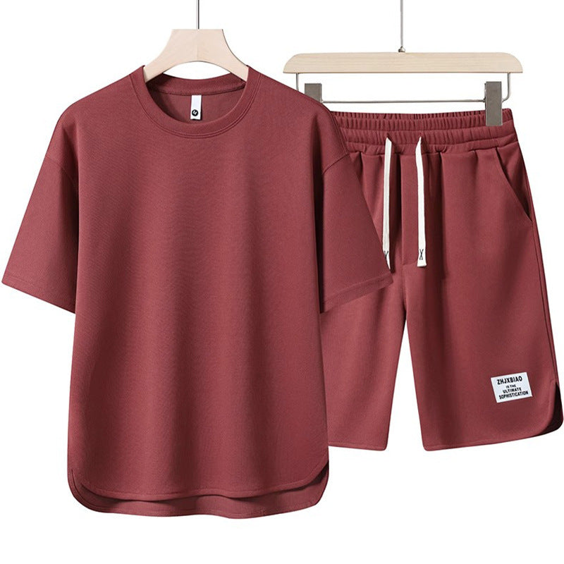 Klassisches Unisex T-Shirt Shorts Set mit Taschen Elastisch