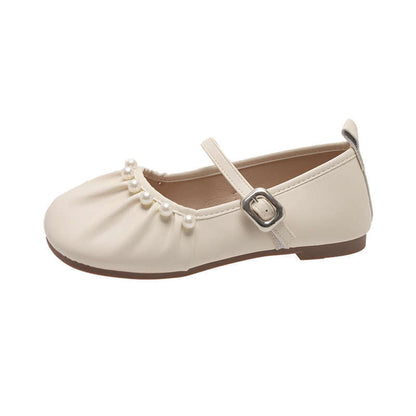 Damen Ballerinas Elegante Riemchen Schuhe Perlmutt Detail