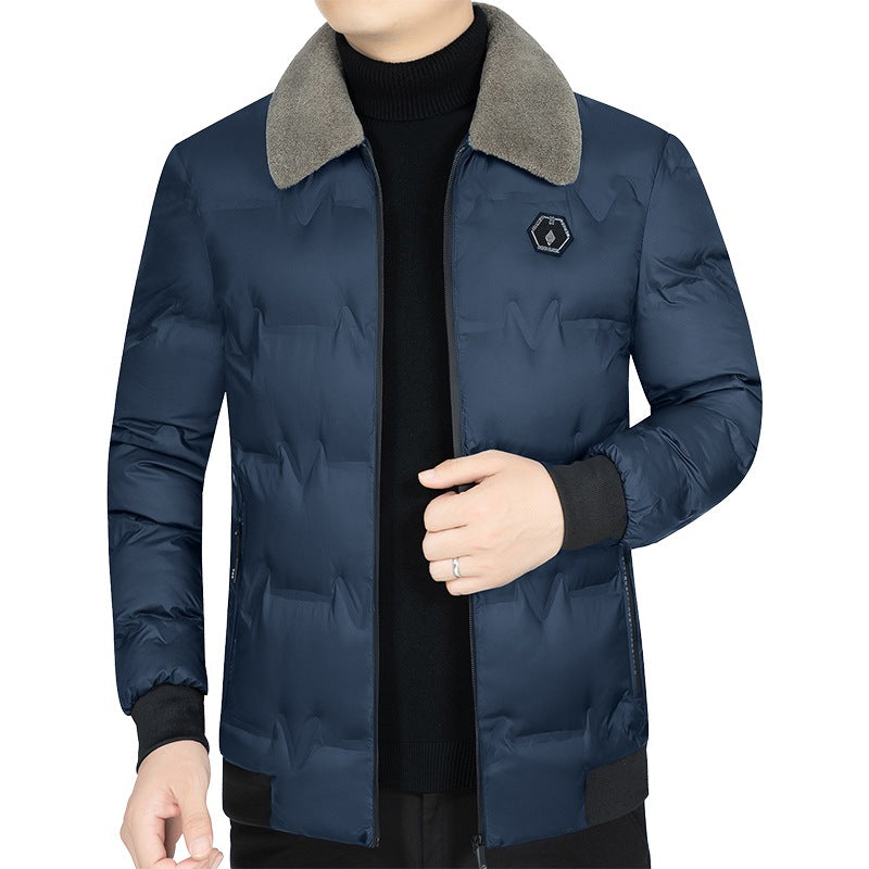 Herren Daunenjacke Leicht Warm Pelz Kragen
