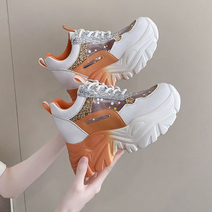 Damen Sneaker Glitter Design Bequem Dämpfend
