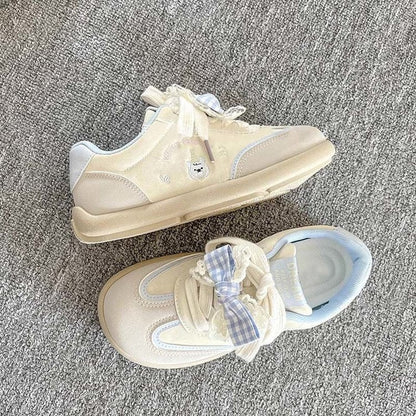 Damen Sneaker Bequem Rüschendekor Modisch