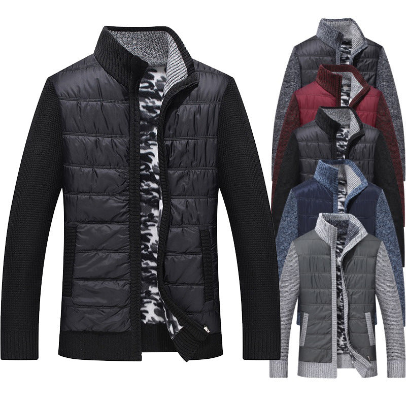 Herren Steppjacke Warm Gefüttert Kragenhoher Wintermantel