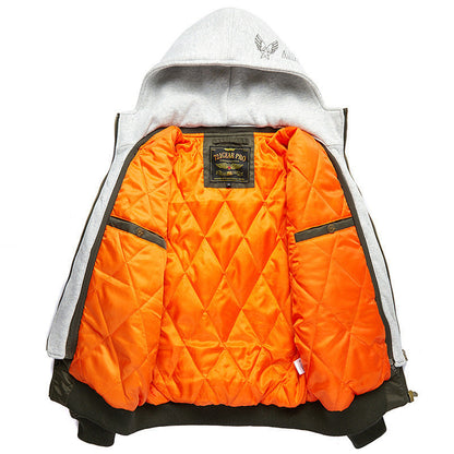 Herren Bomberjacke stylish mit Kapuze abnehmbar Modern