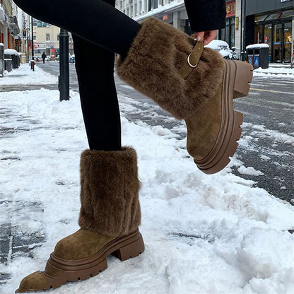 Damen Winterstiefel Warm Kuschelig Fellrobust