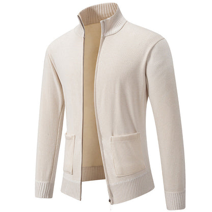 Herren Strickjacke Lässig mit Kragen und Taschen