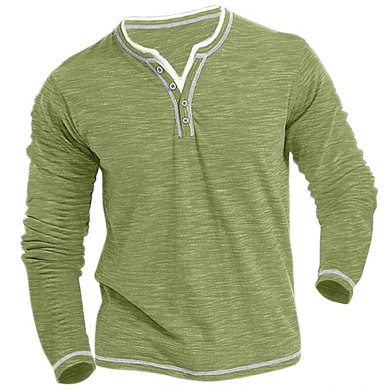 Herren Langarmshirt Modern mit Kontrastnähten Casual