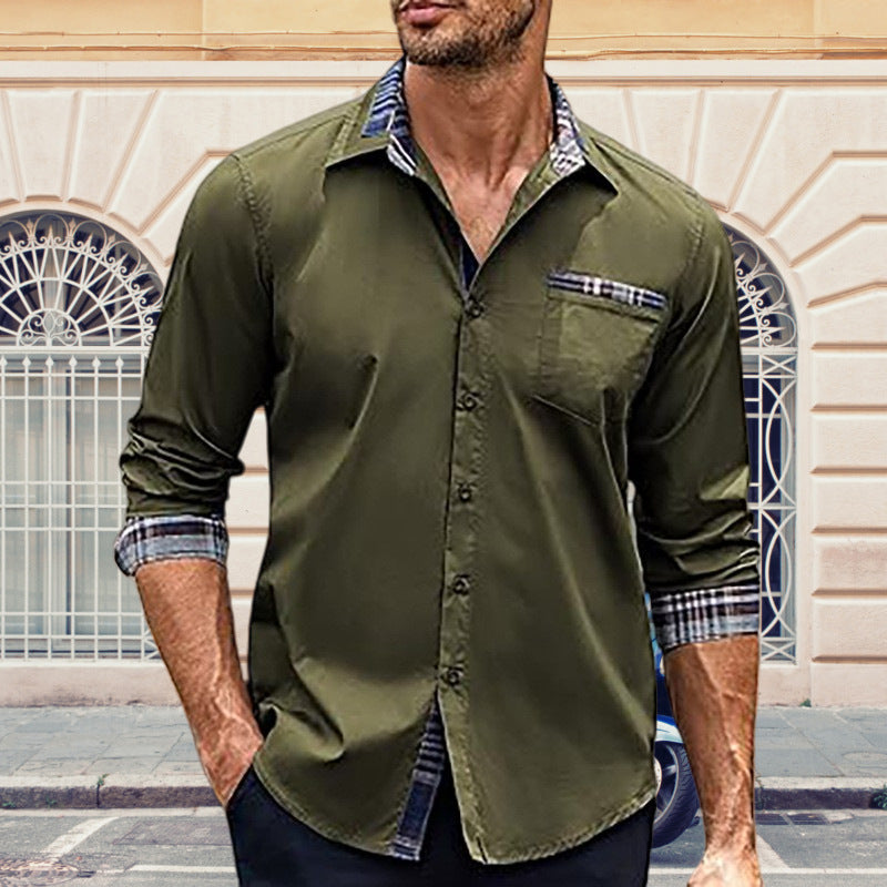 Herren Hemd Langarm Karo Muster Modern