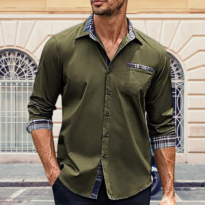 Herren Hemd Langarm Karo Muster Modern