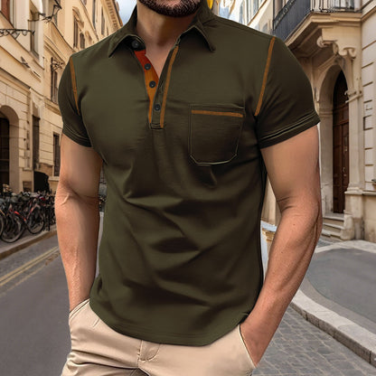 Herren Kurzarmhemden Modern mit Kragen und Brusttasche