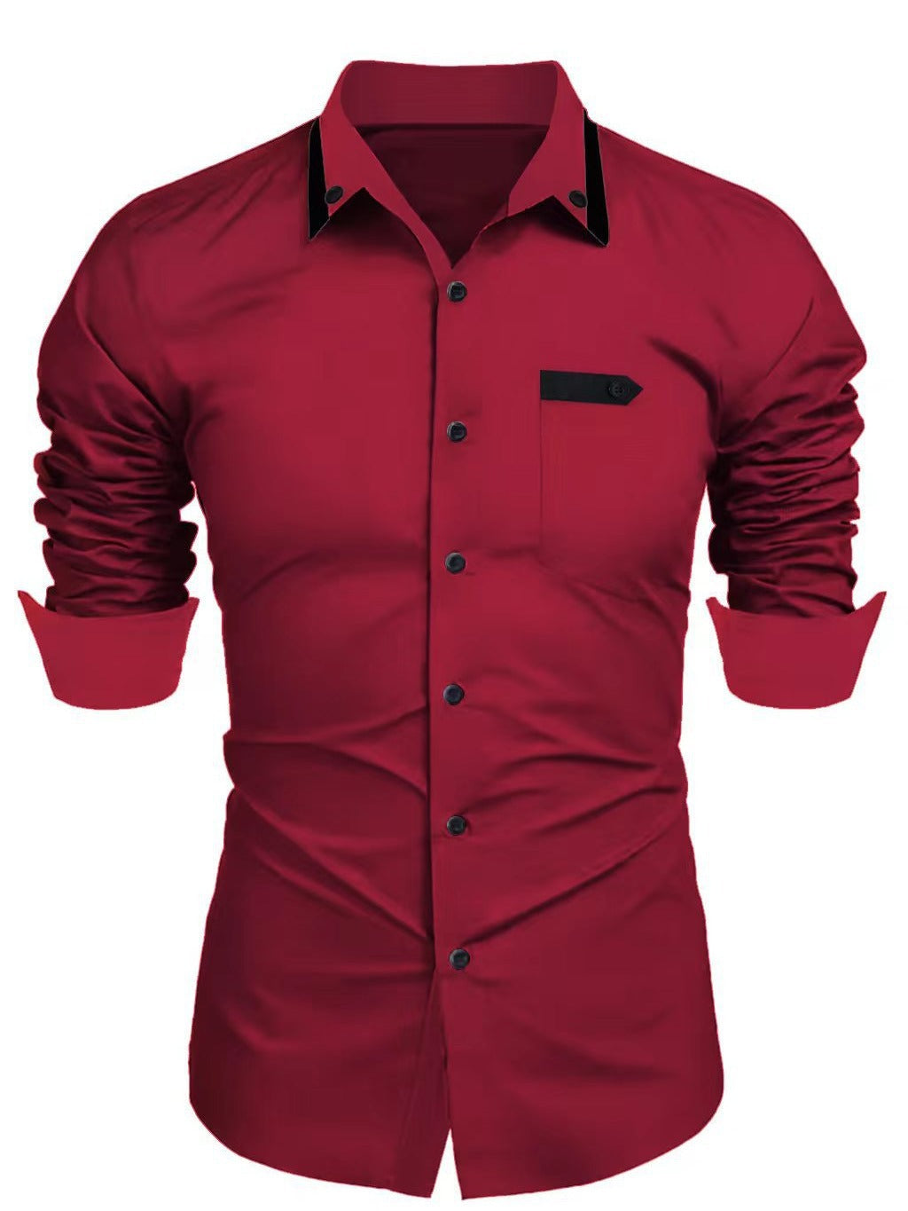 Elegantes Langarmhemd Herren mit Kontrastknöpfen Modern