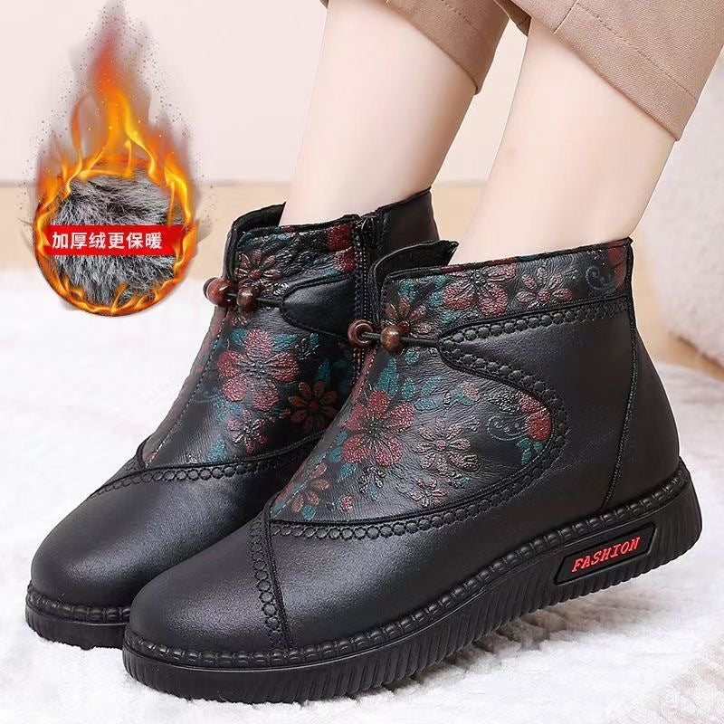Damen Stiefel Ankle Boots Schnürverschluss Elegant Floral - BerlinGlamour