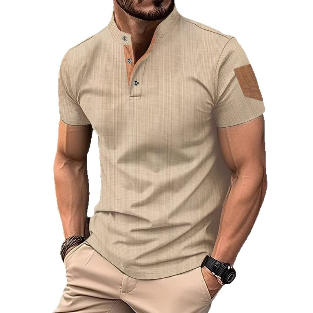 Herren Kurzarmhemd Modern mit Kontrastkragen und Akzenten