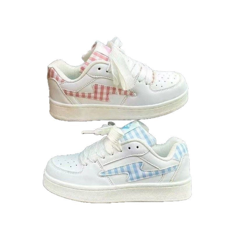 Damen Sneaker Sportlich Bequem Kariert