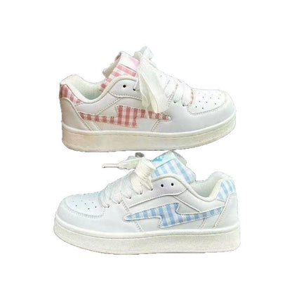 Damen Sneaker Sportlich Bequem Kariert