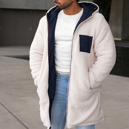 Herren Winterjacke Umkehrbar Weich mit Innenfutter Schwarz
