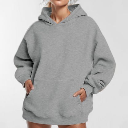 Damen Kapuzenpullover Weich Fleece Lockere Passform