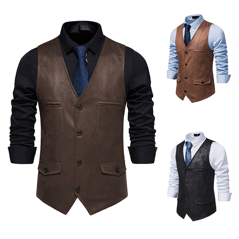 Herren Lederweste Modern Schnitt Praktisch