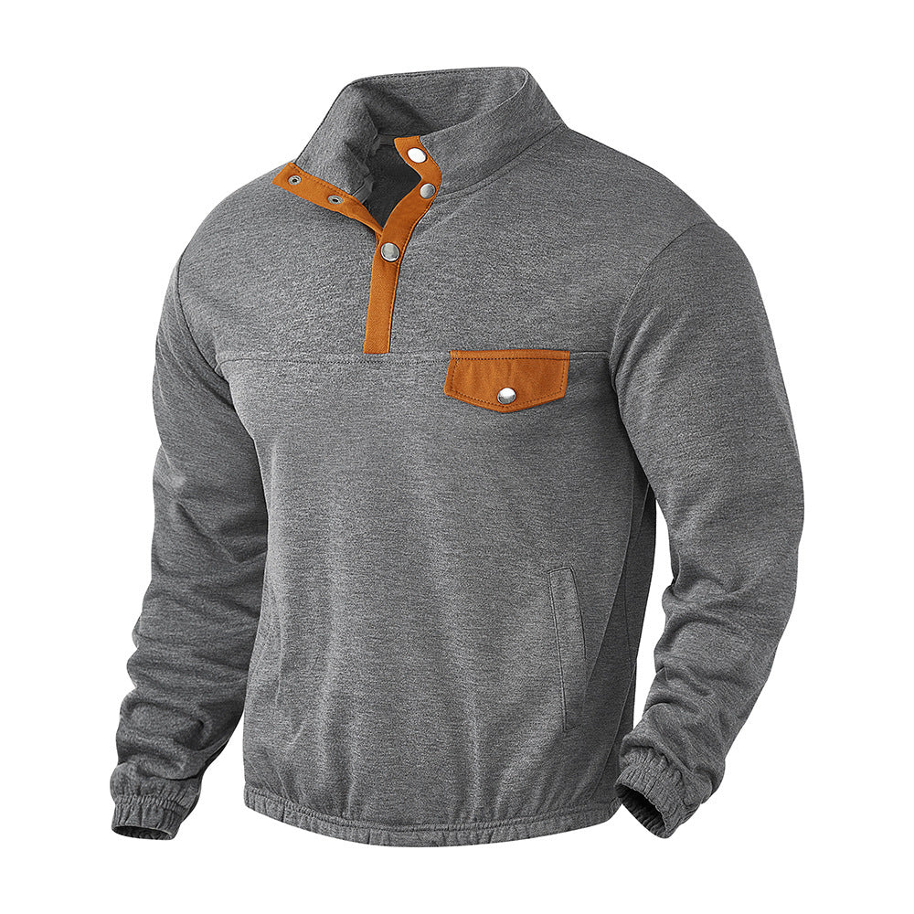 Moderner Herren Pullover mit Knöpfen und Taschen