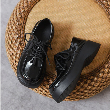 Damen Schuhe Hochglänzend Komfort Schnürschuhe Damen Mode