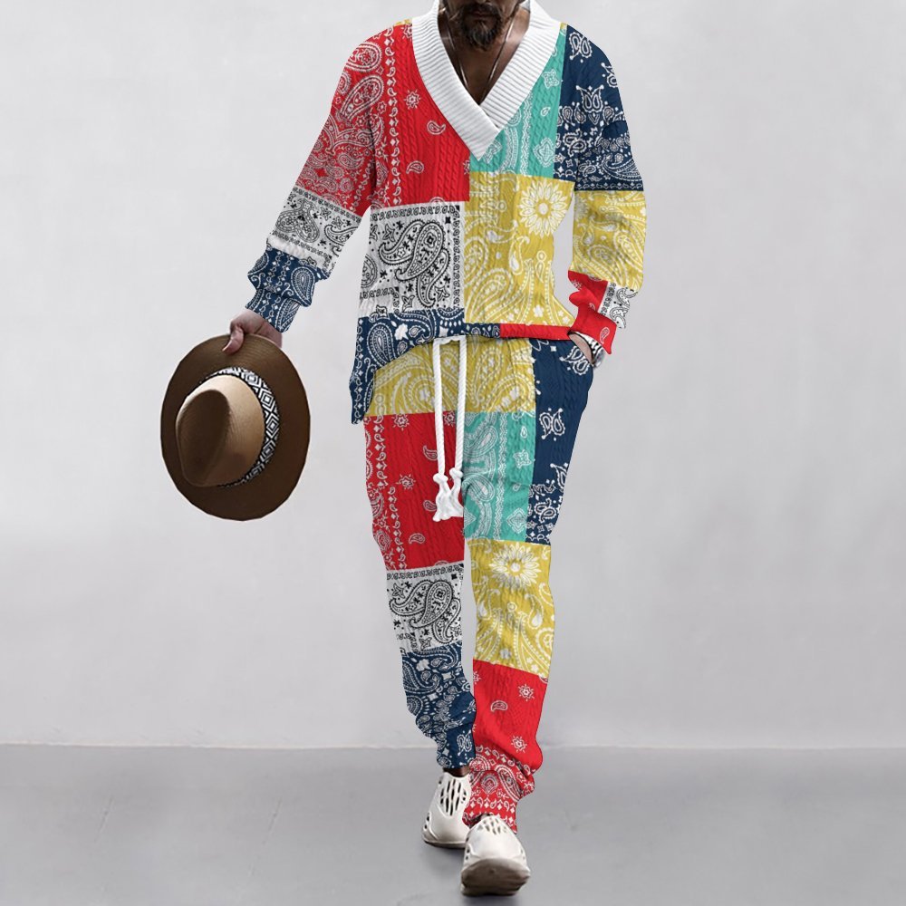 Herren Sommeroutfit mit Palmen Motiv Jogginghose Atmungsaktiv