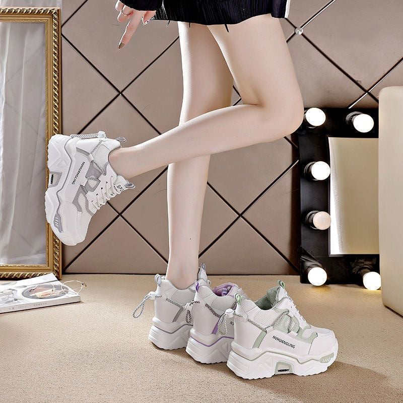Damen Plateau Sneaker Atmungsaktiv Mesh Obermaterial Komfortabel