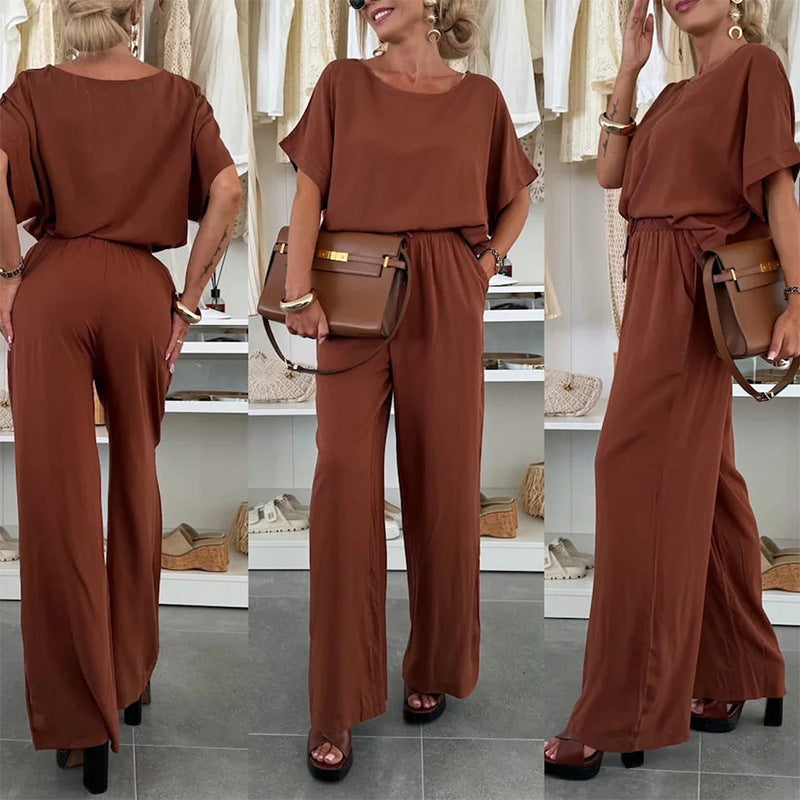Damen Jumpsuit Weites Bein Elegant Mit Taillenbetonung - BerlinGlamour