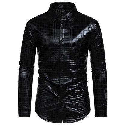 Herren Hemd Modern Quadratmuster Glänzend
