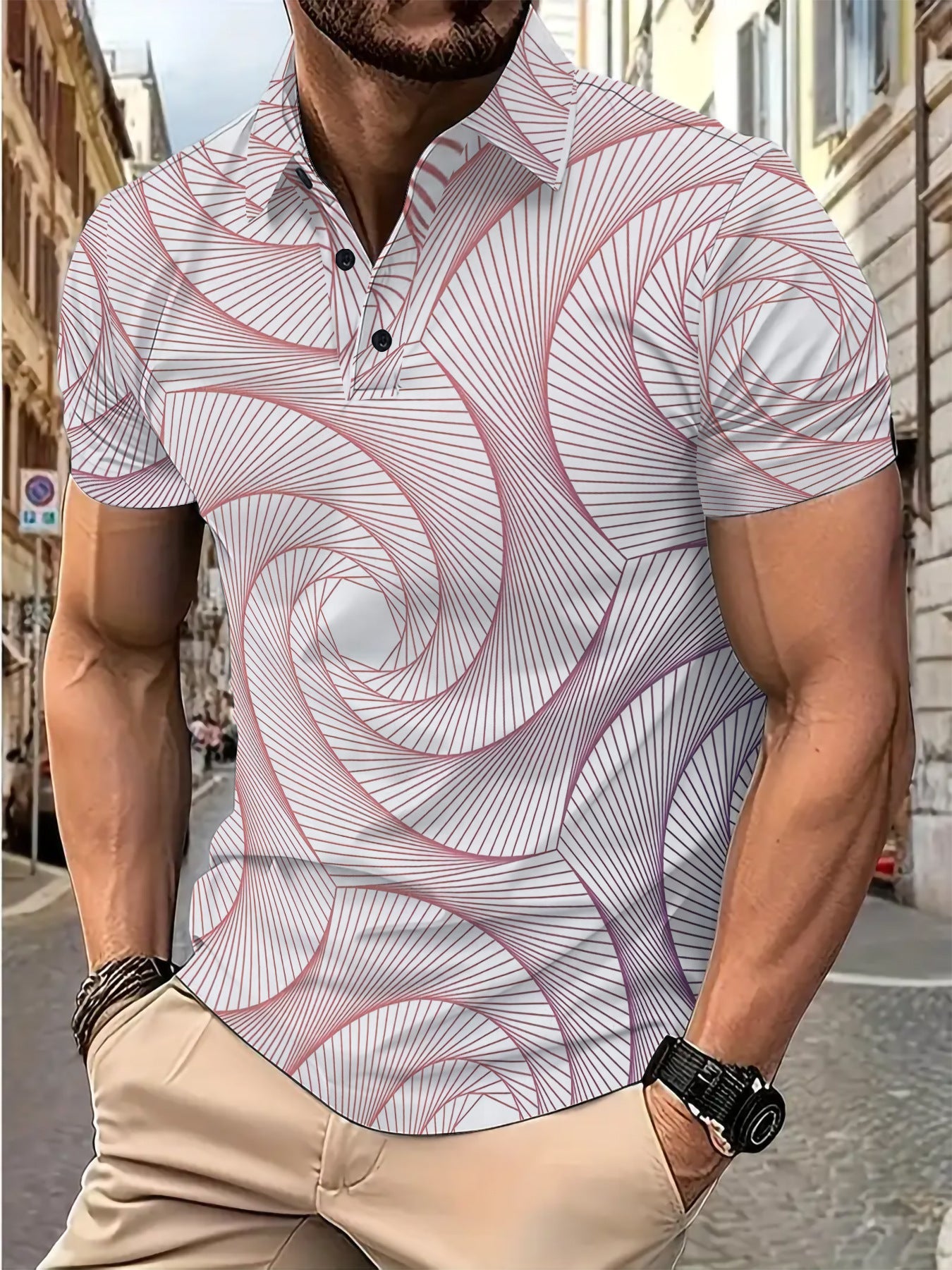 Herren Poloshirt Geometrisches Design Modern Berlin Style