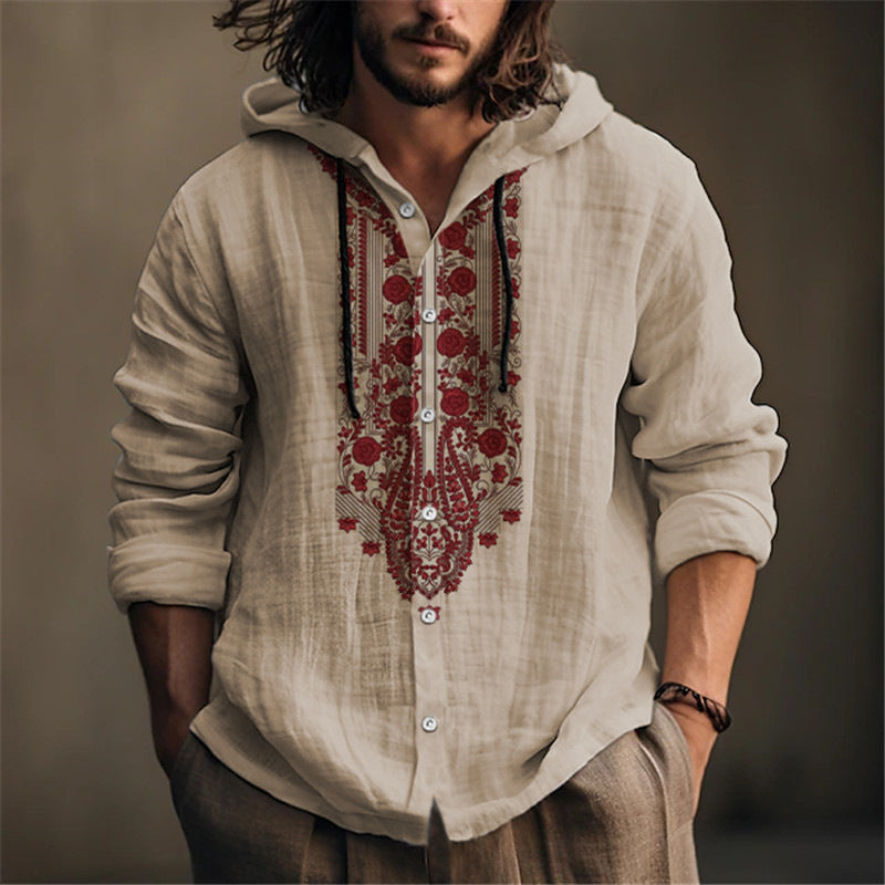 Herren Kapuzenpullover Modern mit Blumenstickerei