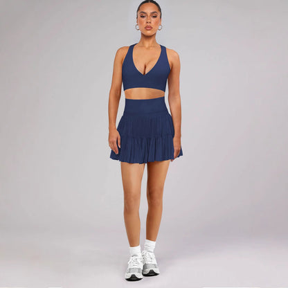 Damen Rock Sportlich Rüschen High Waist Elastisch