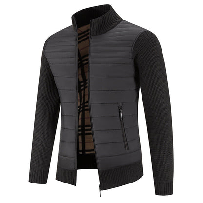 Herren Steppjacke Lässig Strick Ärmel Winterjacke