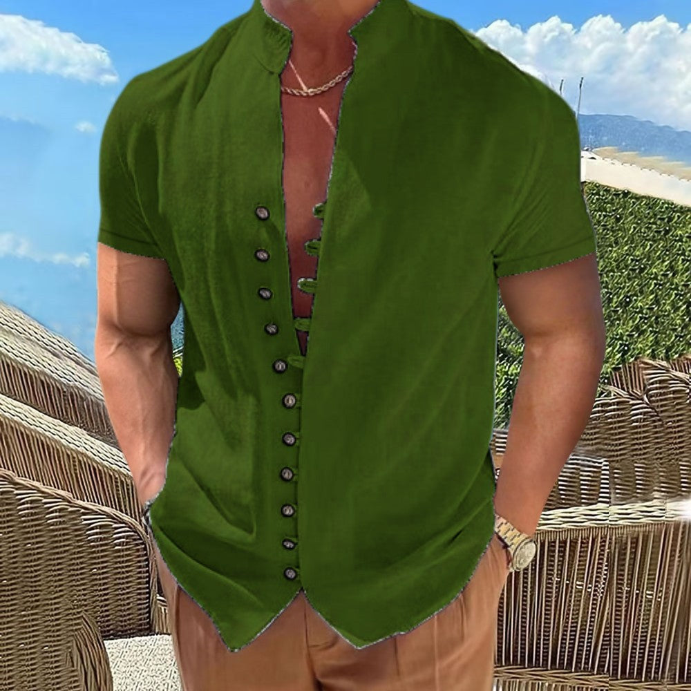 Herren Kurzarm-Hemd Modern mit Knöpfen Slim Fit