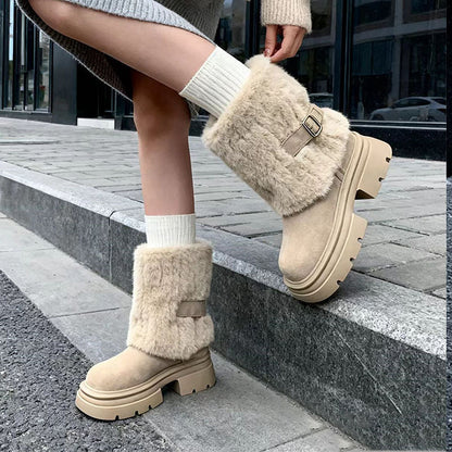 Damen Winterstiefel Warm Kuschelig Fellrobust