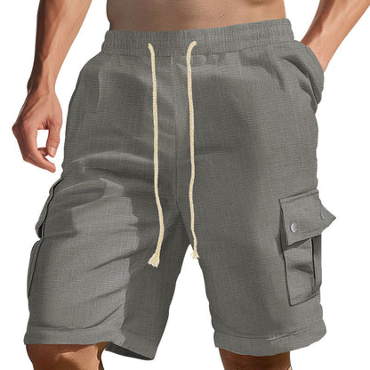 Herren Cargo Shorts Bequem mit Taschen und Kordelzug